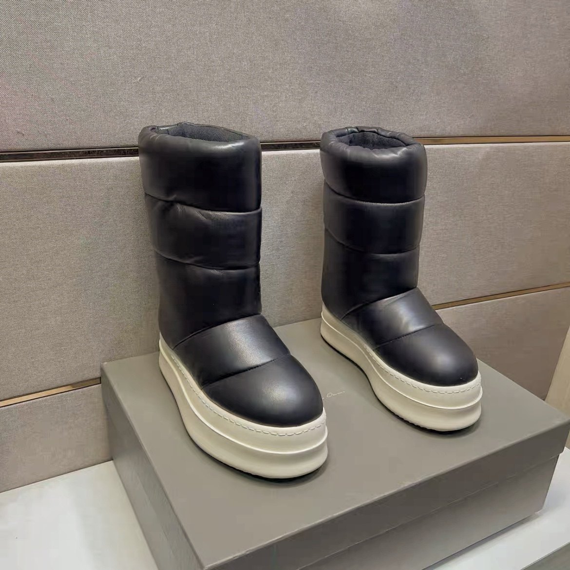 高定版欧货ro雪地靴冬季羊皮高帮男女同款高筒保暖羽绒靴厚底增高