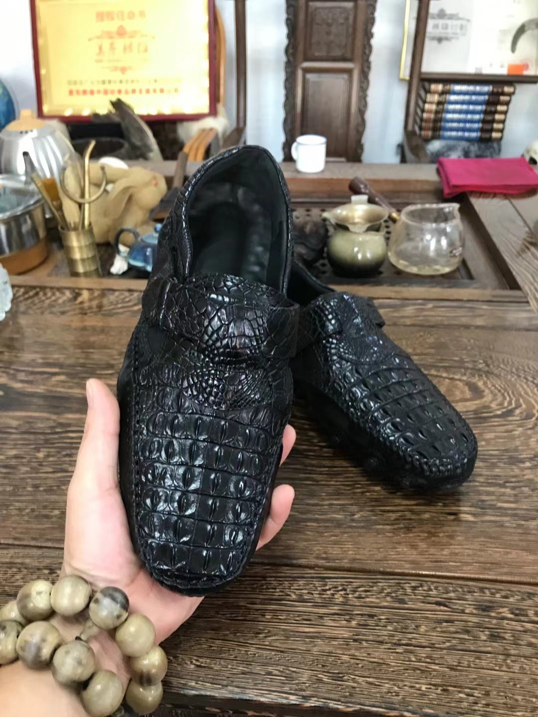 进口尼罗鳄鱼皮八爪鞋稀有皮豆豆鞋男士一脚蹬真皮开车鞋牛皮内里,流行男鞋,乐福鞋（豆豆鞋）,淘宝优惠券,粉丝福利购,淘宝优惠卷