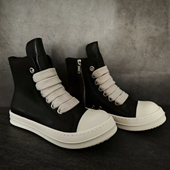 厚底粗带欧美真皮休闲潮鞋 男女同款 RO头层牛皮高帮板鞋 手作高定版