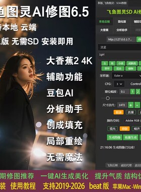 飞鱼图灵SDAI修图6.5PS插件一键人像精修Ai批量磨皮美白去皱祛痘