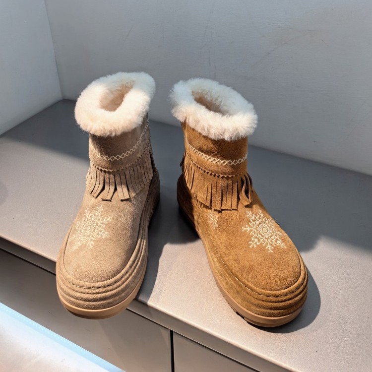 欧洲站XJ女鞋皮毛一体雪地短靴