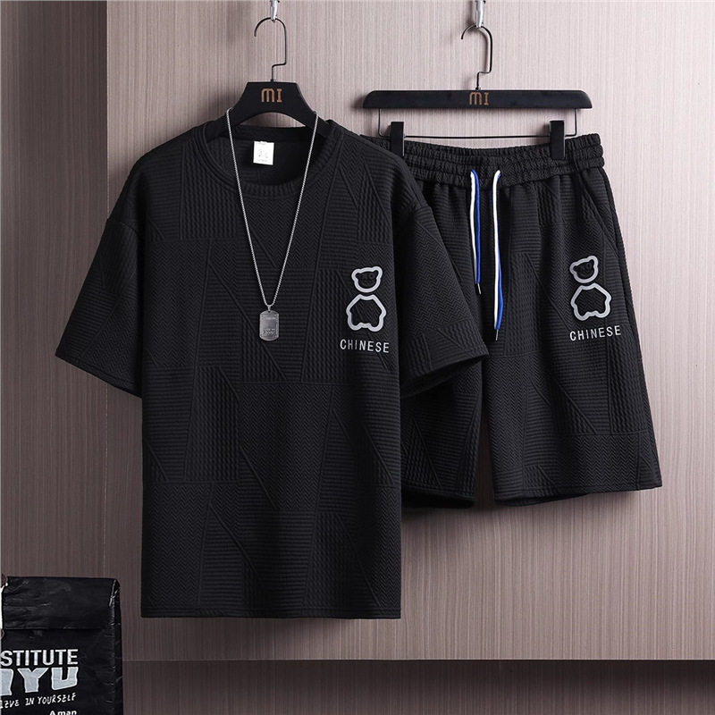 冰丝短袖t恤男士夏季薄款透气夏天短裤运动套装两件套篮球白色T恤,男装,短裤,淘宝优惠券,粉丝福利购,淘宝优惠卷