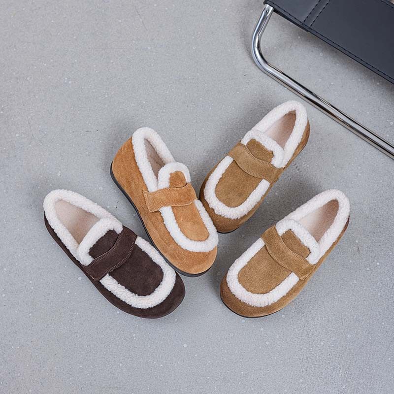 1809一脚蹬复古懒人豆豆鞋女2026冬季新款平底加绒保暖休闲乐福鞋,女鞋,棉鞋,淘宝优惠券,粉丝福利购,淘宝优惠卷