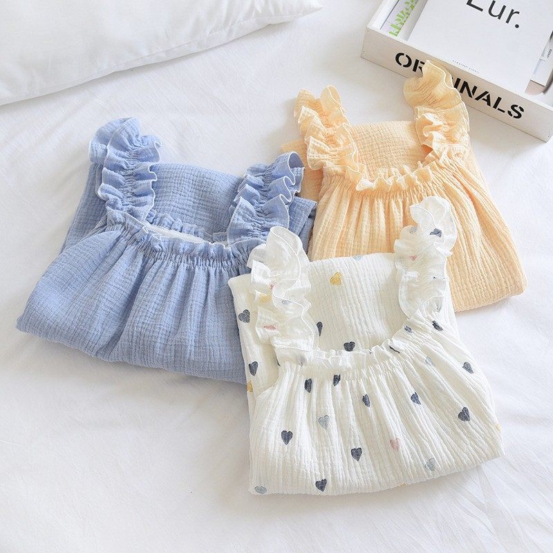 绉布吊带睡裙柔软泡泡纱漏肩凉爽可外穿棉质可爱中长裙家居裙,女士内衣/男士内衣/家居服,睡袍/浴袍,淘宝优惠券,粉丝福利购,淘宝优惠卷