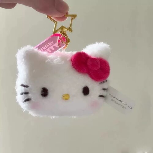 台湾限定星星扣kt头毛绒可爱书包挂件钥匙扣hellokitty礼物