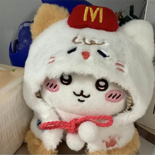 日本麦当当小猫娃衣白色衣服着替10cm公仔棉花娃娃装扮乌萨奇吉伊