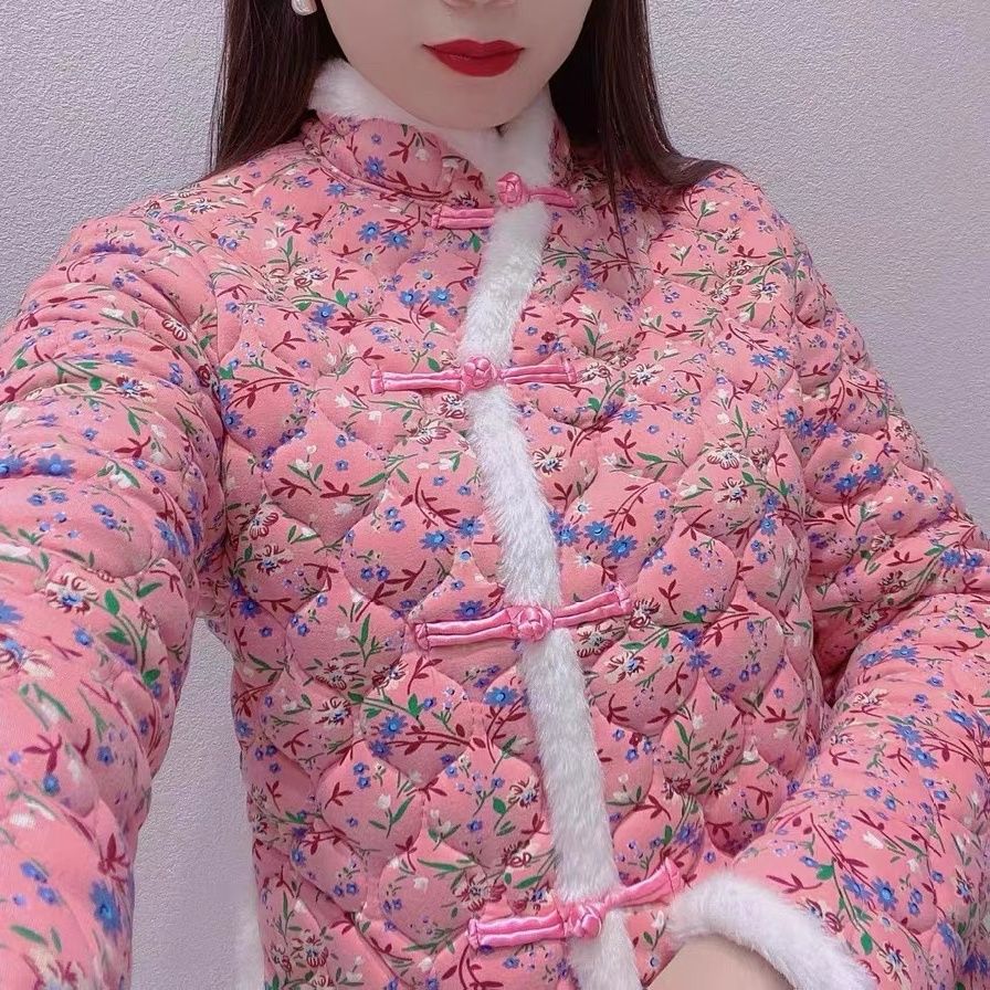 新款旗袍棉袄中国风大花袄仿古棉袄国潮女装中国风民族风拜年服女