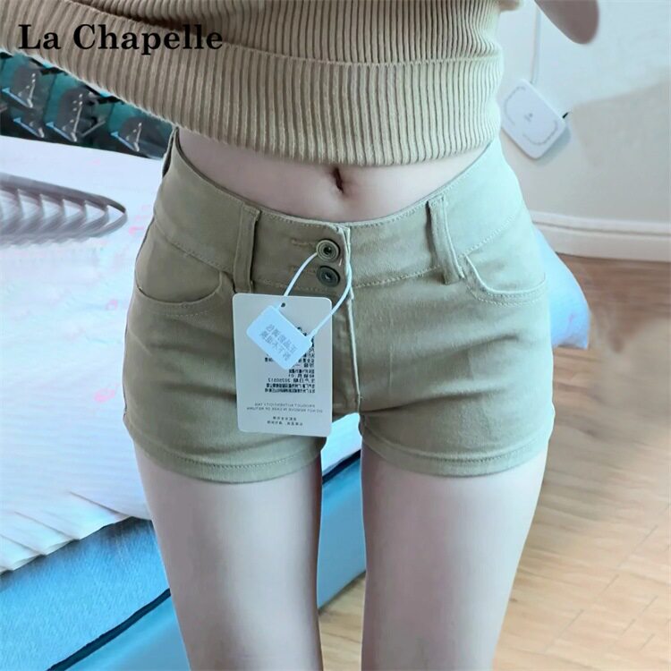 卡其色牛仔短裤女2025夏季潮流百搭新款高腰紧身美式辣妹热裤