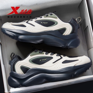 特步休闲鞋男鞋官方旗舰初中生网面透气轻便运动软底老爹鞋正品男