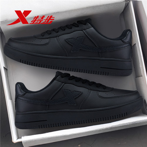 特步空军一号黑色板鞋男