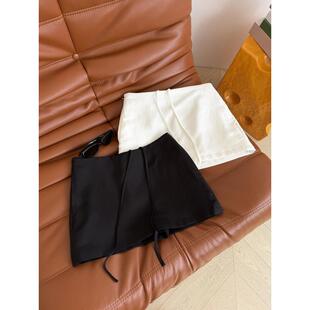 简约高腰A字半身裙女抽绳短裙显瘦半身裙春夏