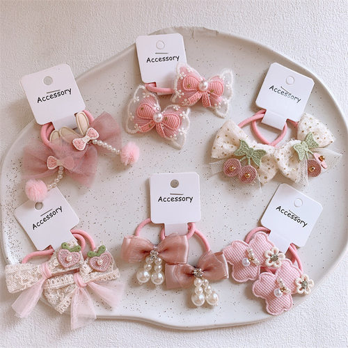 卷糖果儿童珍珠蝴蝶结发圈