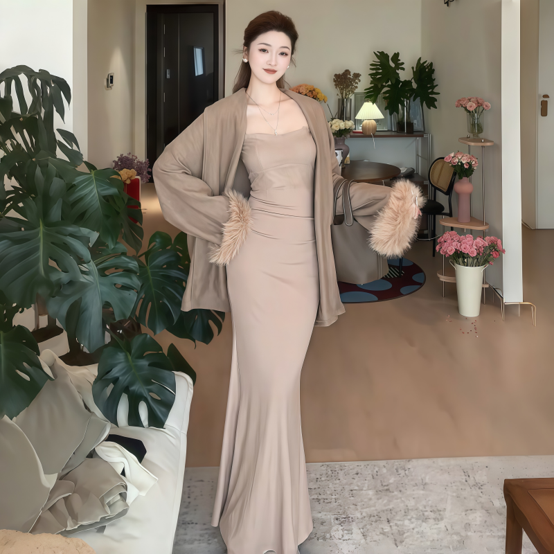 instahot 御姐风蕾丝拼接内搭连衣裙女秋冬新款针织开衫毛毛外套,女装/女士精品,时尚套装,淘宝优惠券,粉丝福利购,淘宝优惠卷