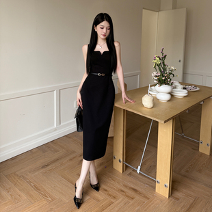 收腰包臀小黑裙 新款 instahot 性感吊带黑色连衣裙女2026夏季