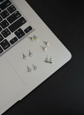 925银合成锆石耳饰 《坠入星河耳钉》彩色时尚百搭简约设计感甜美