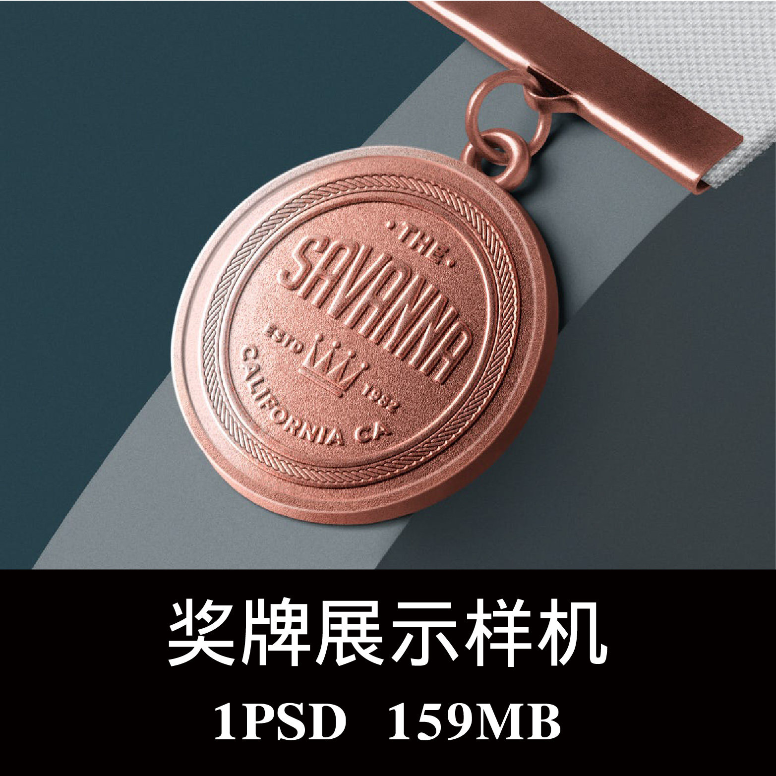 逼真质感奖牌金牌银牌铜牌logo样机ps效果图智能图层模板素材