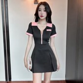 夜场工作服性感连衣裙修身 显瘦夜总会短裙女装 养生会所足浴技师服