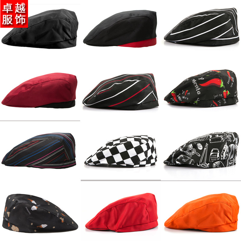 厨师帽男鸭舌帽服务员贝雷帽女酒店厨房火锅店快餐厅前进帽定制