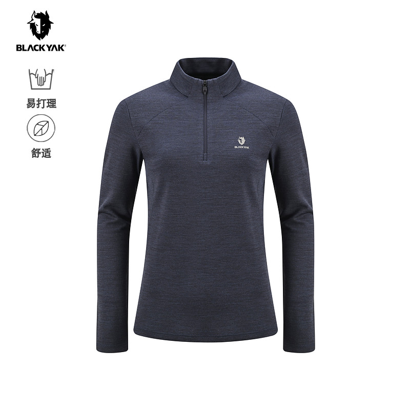 BLACKYAK/布来亚克2025秋新款美利奴羊毛耐磨女长袖半拉T恤FYW416
