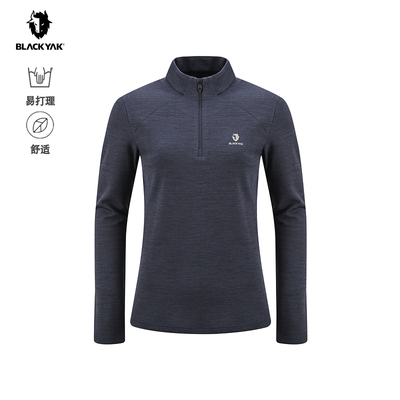 BLACKYAK/布来亚克2025秋新款美利奴羊毛耐磨女长袖半拉T恤FYW416