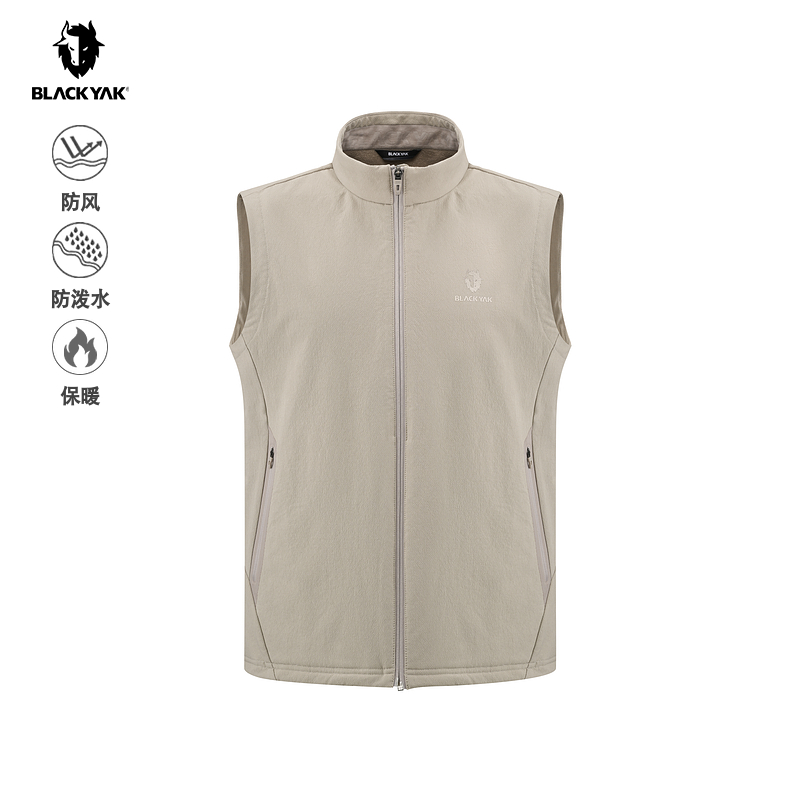 BLACKYAK/布来亚克2025秋新款男拉毛软壳保暖马甲无袖外套FYM503