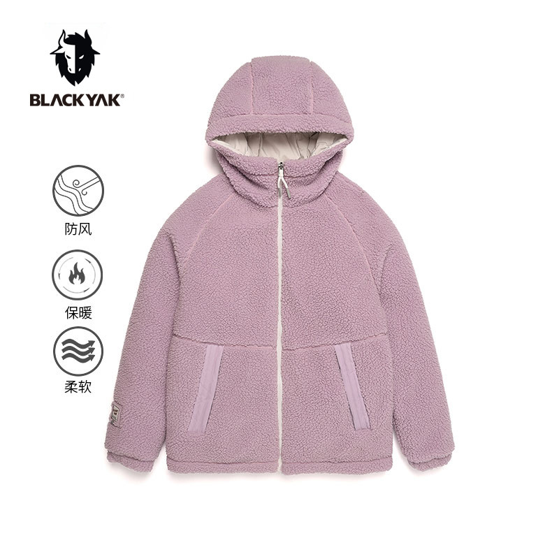 blackyak/布来亚克 女士仿羊羔绒拼接保暖羽绒服wjw424