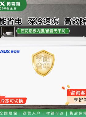 奥克斯210/272L冰柜家用商用卧式大容量冷藏冷冻两用双温保鲜冷柜