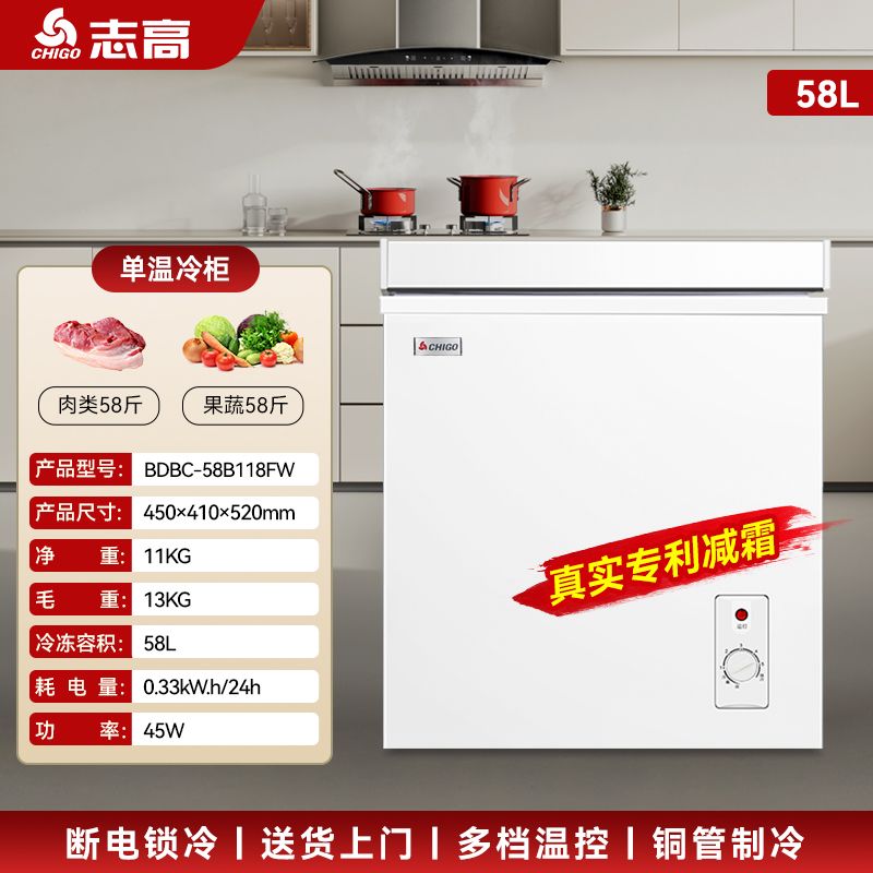 志高小冷柜家用冷柜铜管制冷冷冻冷藏转换节能小冰柜冰柜商用小型