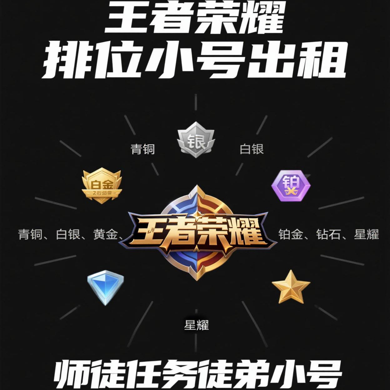 王者荣耀小号出租排位小号青铜白银黄金铂金钻石星耀王者小号