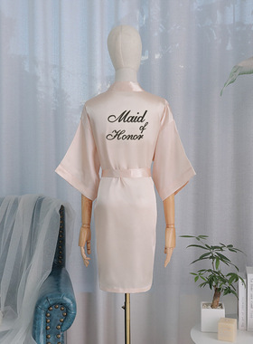maid honor晨袍女士睡袍婚礼化妆伴娘团结婚和服开衫浴袍跨境货源