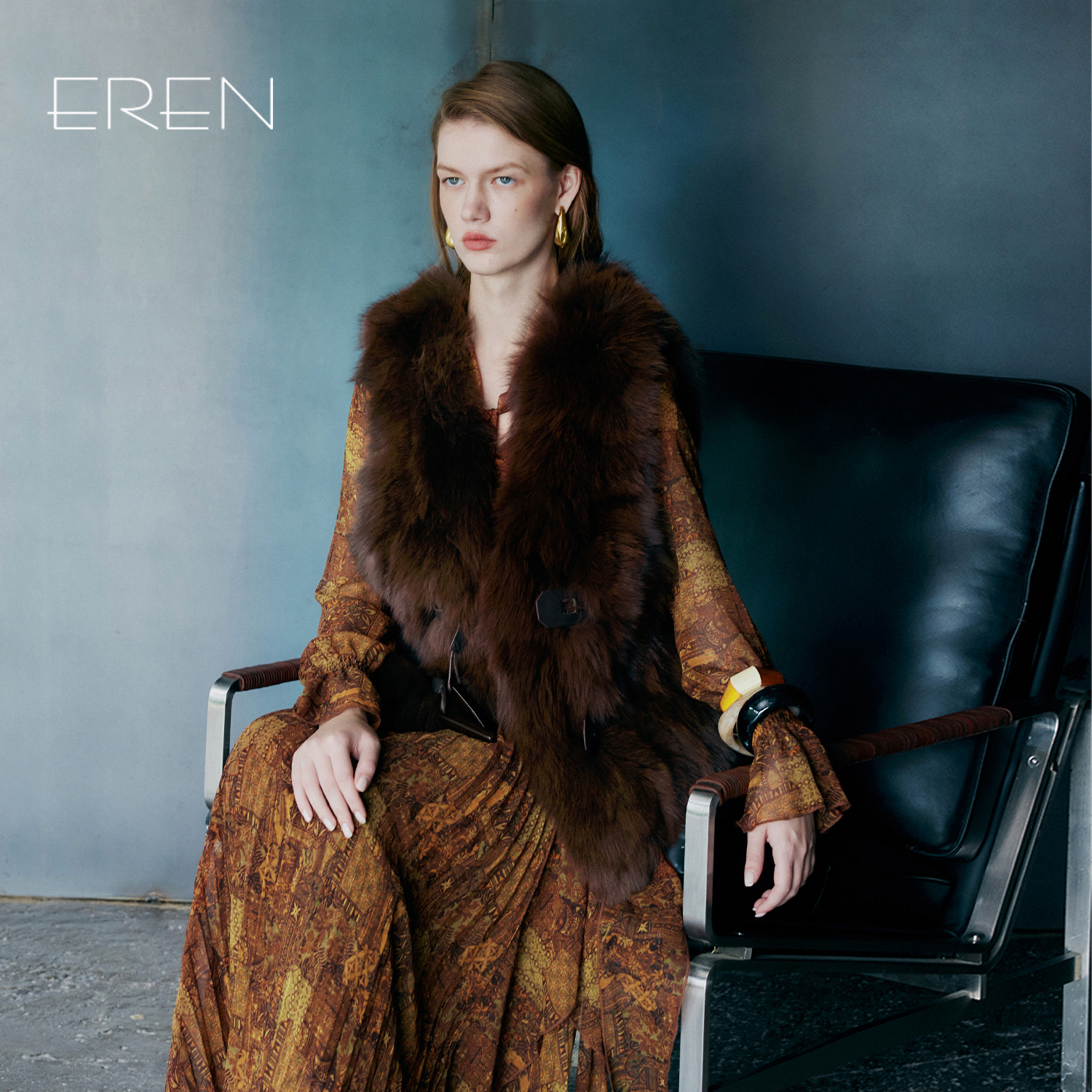 EREN新款奢华真皮狐狸毛皮草