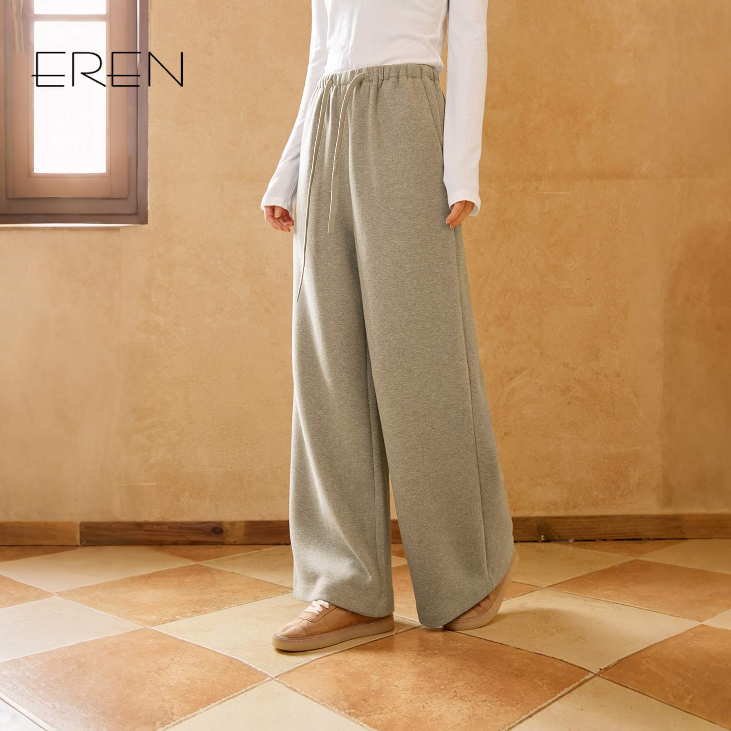 EREN高腰直筒卫裤阔腿裤长裤子