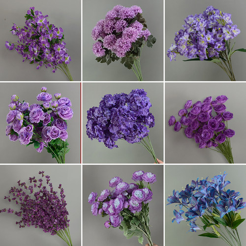 紫色系仿真假花婚庆单只花材