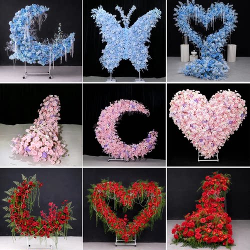 520布置仿真蝴蝶月亮瀑布花艺