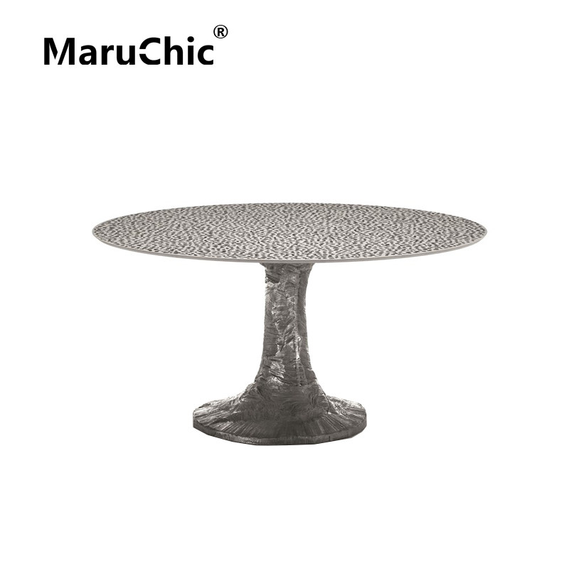 MaruChic创意设计师家具NEXT意式现代轻奢大理石雕刻圆形餐桌