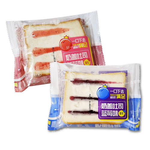 全泰奶盖吐司面包草莓味蓝莓味夹心面包早餐代餐饱腹休闲零食