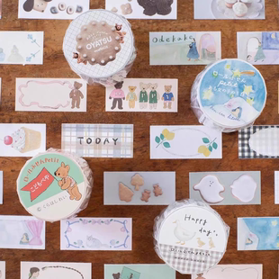 现货日本手指社necktie便签卷胶带附笺贴纸便签本高旗将熊新款