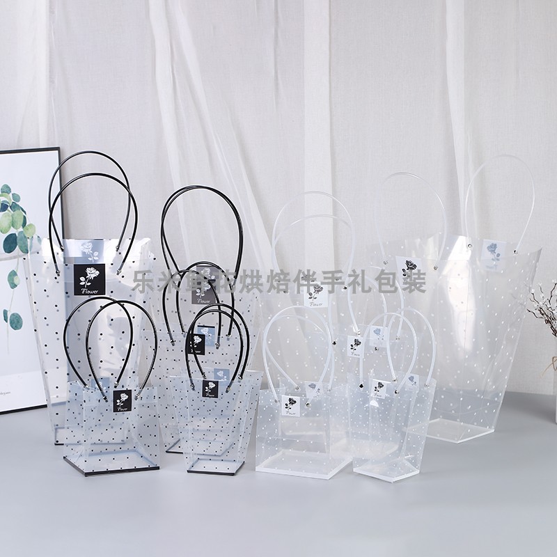 乐米透明T形方形花袋 植物手提袋 防水PP礼品袋 玫瑰花盆景盆栽袋