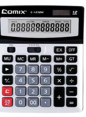 齐心C1232M多功能双重电源计算器办公大屏太阳能计算机器 保修2年