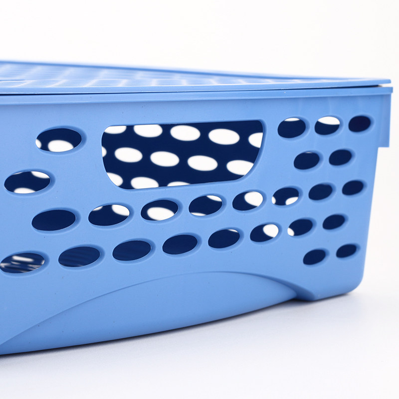 QIXIN B2111 플라스틱 보관 바구니 파일 정리 바구니 커버 A4 파일 바구니 파란색 데스크탑 파일 바