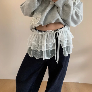 韩版蕾丝屁帘花边腰封女2025新款叠穿屁帘系带束腰牛仔裤装饰配饰