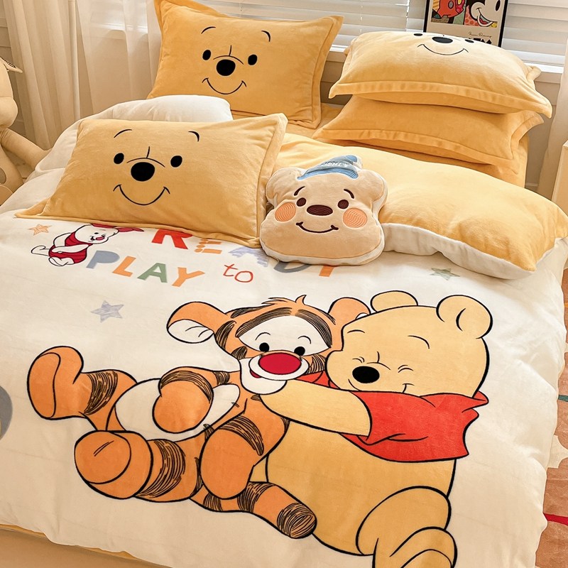 卡通牛奶绒床上四件套冬季珊瑚绒双面法兰绒儿童床单被套三件套,居家布艺,餐巾,淘宝优惠券,粉丝福利购,淘宝优惠卷