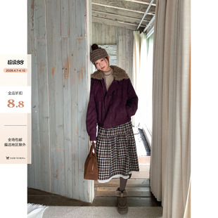 保暖 可拆卸毛领哑光皮夹棉外套女 秋冬韩系少女风气质 CCKOK