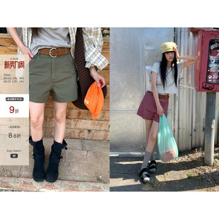 纯色洗水简约工装 100%棉直筒阔腿休闲裤 短裤 新款 女 2026夏季 CCKOK