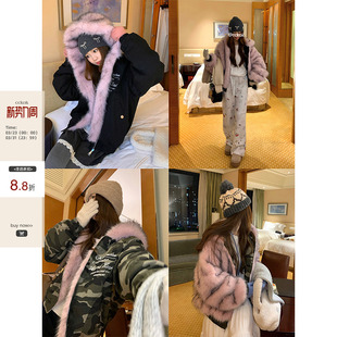 长毛毛绒茸双面穿外套冬季 CCKOK 小众厚实设计连帽冲锋服 现货