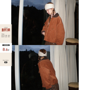 秋冬韩系少女风保暖羔毛翻领灯芯绒外套女上衣 CCKOK 现货