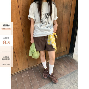 CCKOK 新款 减龄小众设计短袖 女 手绘速写小狗印花宽松T恤2026夏季