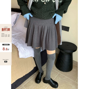 韩系通勤穿搭 冬季 纯色针织俏皮百褶短裙女 早春新品 CCKOK