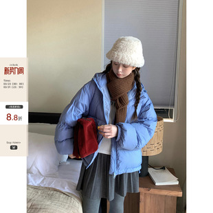 冬季 CCKOK 韩系穿搭新国标90白鸭绒紫蓝色连帽羽绒外套女 现货