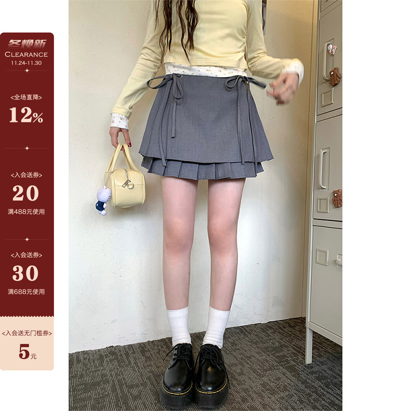 CCKOK百褶中低腰短裙女潮